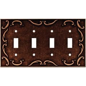 Liberty French Lace 4 Gang Switch Wall Plate   Sponged Copper 64264