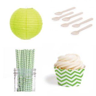 Dress My Cupcake DMC432449 Dessert Table Party Kit with Lanterns and Standard Wrappers, Kiwi Green Chevron Food Decorating Tools Kitchen & Dining
