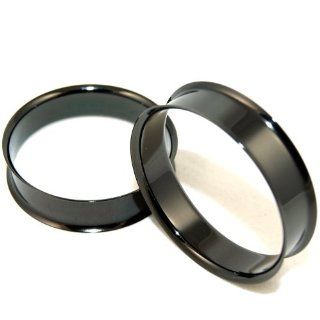 1 5/8"  41mm Surgical Steel Double Flare Flesh Tunnels Saddle Plugs Earlets Gauges, Black, 1 Pair Body Piercing Tunnels Jewelry