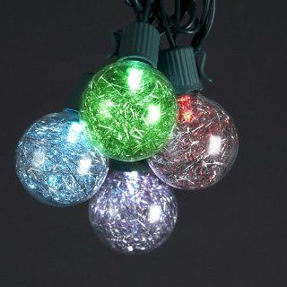 Kurt Adler UL 10 Light G40 Tinsel Balls LED Light Set, Silver   String Lights