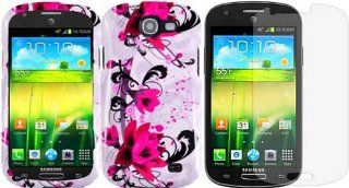 For Samsung Galaxy Express i437 Hard Design Cover Case Purple Lily+LCD Screen Protector Cell Phones & Accessories