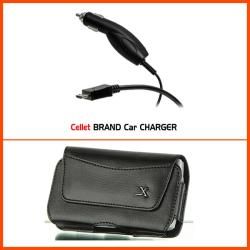 Premium Pantech Crux Leather Horizontal Case with Car Charger Cases & Holders