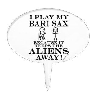 Keeps Aliens Away Bari Sax Cake Toppers