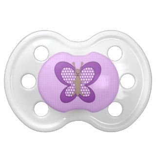 Cute Smiling Lavender & Purple Butterfly Graphic Baby Pacifier