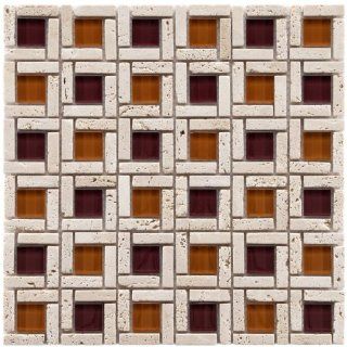 Sierra Cubic Sienna 11 3/4 x 11 3/4 Inch Glass and Stone Mosaic Wall Tile (10 Pcs/9.6 Sq. Ft. Per Case, $1 Standard Shipping)    