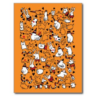 Cute Party Animals Orange Postcard