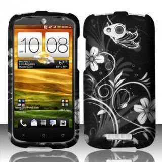 For HTC One VX (AT&T) Rubberized Design Cover Case   White Flowers Cell Phones & Accessories