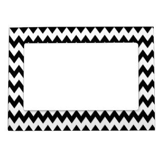 Personalized Black and White Zigzag Picture Frame Magnet