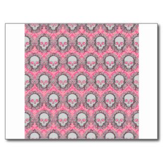 Vintage Skulls Gray and Pink Postcard
