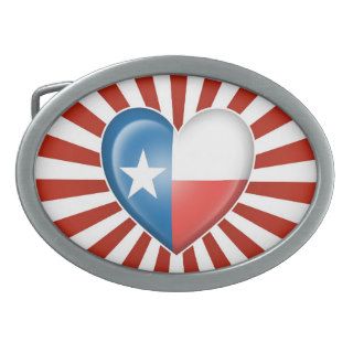 Texas Heart Flag with Star Burst Belt Buckle
