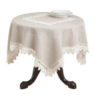SARO LIFESTYLE 9212 Venetto Square Tablecloth, 36 Inch, Taupe   Elegant Tablecloth