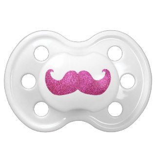 Pink Bling Mustache (Faux Glitter Graphic) Baby Pacifiers
