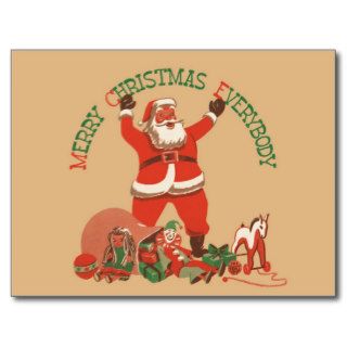 Vintage Santa Claus Toys Merry Christmas Everybody Postcard