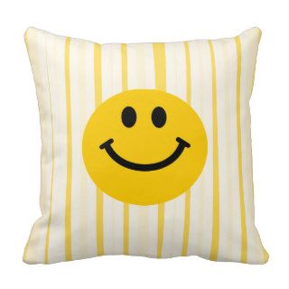 Smiley Face on sunny yellow stripes Pillows