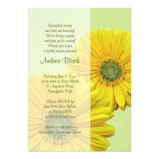 Yellow Gerber Daisy Green Bridal Shower Invitation