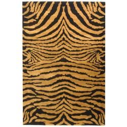 Handmade Tiger Brown/ Black New Zealand Wool Rug (5'x 8') Safavieh 5x8   6x9 Rugs