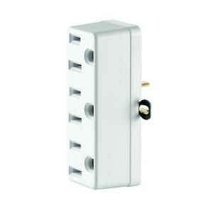 Leviton White Grounding Triple Outlet Adapter R52 00698 00W