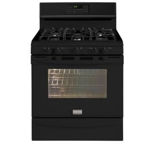 Frigidaire 30 in. 5.0 cu. ft. Gas Range with Self Cleaning Convection Oven in Black FGGF3054MB