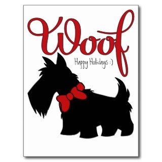 Holiday Home Scottish Terrier Christmas Postcard