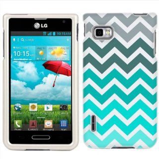 T Mobile LG Optimus F3 Chevron Grey Green Turquoise Pattern Phone Case Cover Cell Phones & Accessories