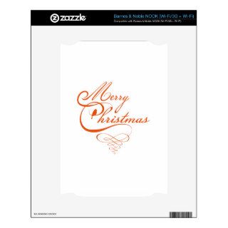 Merry Christmas text design, word art with bird Skin For NOOK