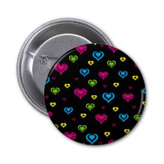 Hearts in Hearts on Black Pinback Buttons