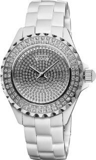 Akribos XXIV Women's AKR457WT Lady Diamond Collection Ceramic Swiss Quartz Watch Watches
