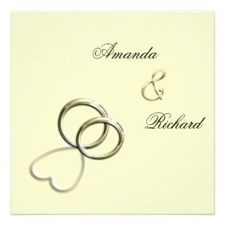 Entwined Wedding Rings Romantic Heart Reflection Personalized Announcements