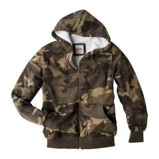 Mens Mossimo Sherpa Lined Hoodie Zip Up Fleece Jacket Green Camo   Size Small  Hunting Jackets  Sports & Outdoors