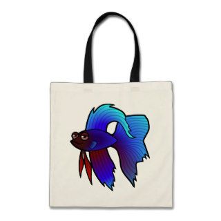 Cartoon Betta Fish / Siamese Fighting Fish Tote Bags
