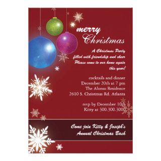 Festive Ornaments Red Christmas Party Flat Invites