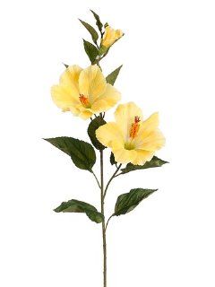 31" Hibiscus Spray x2 w/Bud Yellow (Pack of 12)  Artificial Flowers  Patio, Lawn & Garden
