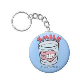 Smile It's Your Birthday ~ False Teeth In Glass Keychains