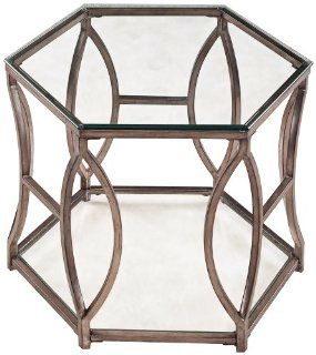 Nevelson Hexagonal Antique Silver End Table  