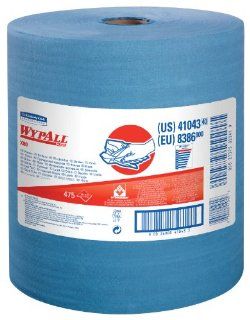 Kimberly Clark Wypall 41043 X80 Wipers on a Jumbo Roll, 12.5" Length x 13.4" Width, Blue (Roll of 475) Science Lab Disposable Wipes