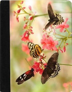 Rikki KnightTM Tropical Butterflies Design Black Leather and Faux Suede Case for Apple iPad® 2   The New iPad (3rd & 4th Generation) Computers & Accessories