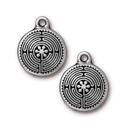Silverplated Pewter Labyrinth 21 mm Charms (Set of 2) Beadaholique Beading Charms