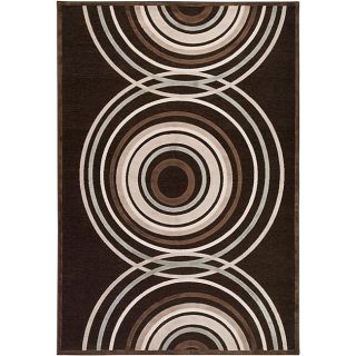 Meticulously Woven Dark Brown Circles Abstract Rug (7'6 x 10'6) Surya 7x9   10x14 Rugs