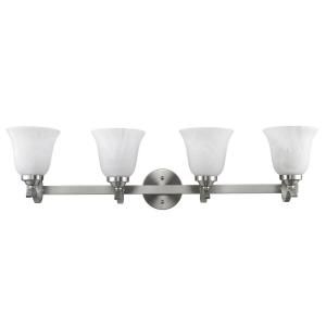 Chloe Lighting Avaline Transitional 4 Light 34.5 in. Wall White Bath Vanity Fixture with Brushed Nickel Alabaster Glass Shade CH21001BN34 BL4
