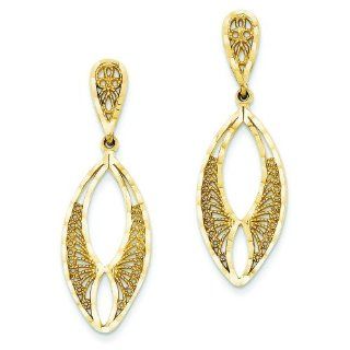 14K Gold Fancy Filigree Dangle Stud Earrings Jewelry Jewelry