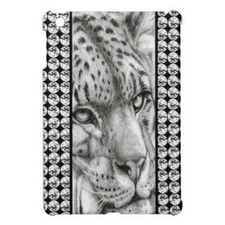 Leopard, on Bling Diamond Frame Print Case For The iPad Mini