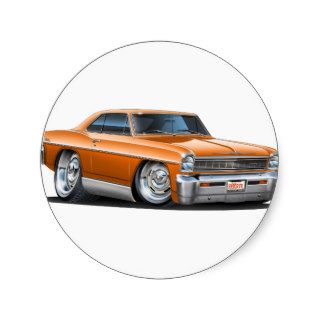 1966 67 Nova Orange Car Round Sticker