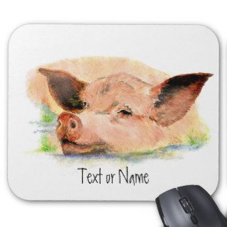 Cute Happy as a  Pig in Mud, Farm Animal, Humor Mousepads