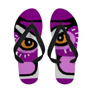 Pink & Black Owl Eyes Women's Flip Flop Sandals