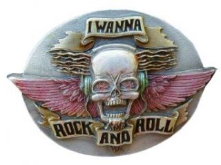 I Wanna Rock And Roll Colored Novelty Belt Buckle Clothing