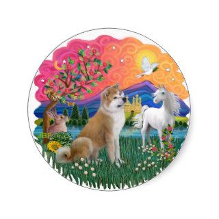 Fantasy Land (ff)   Akita Inu Round Stickers