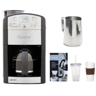 Capresso 464.05 CoffeeTeam GS 10 Cup Digital Coffeemaker w/ Conical Burr Grinder + New 20 oz. Espresso Coffee Milk Frothing Pitcher (Stainless Steel) + Accessory Kit Kitchen & Dining