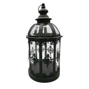 10 in. W x 19 in. H Round Glass Battery Powered Candle Lantern with Classic Iron Frame YCLB5776 1114A