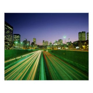 Highway 720 in Motion & City at Twilight, Montreal Print