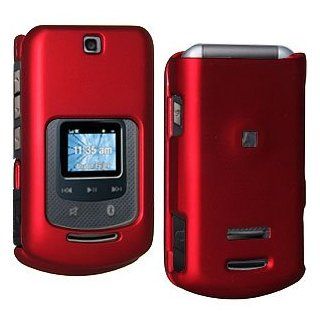 Rubberized Red Snap On Crystal Hard Case For Motorola VE465 Cell Phones & Accessories